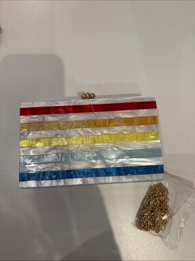 New rainbow stripes plastic handbag